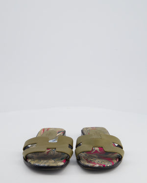 Hermes Vert Veronese Oran "Fantaise Botanique" Sandal Size EU 35.5
