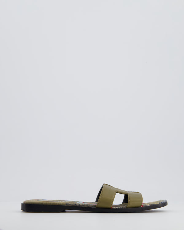 Hermes Vert Veronese Oran "Fantaise Botanique" Sandal Size EU 35.5