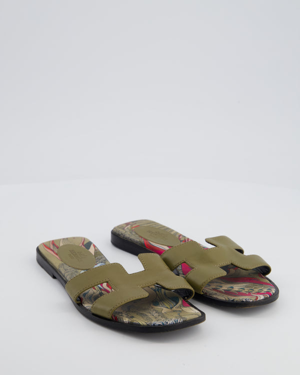 Hermes Vert Veronese Oran "Fantaise Botanique" Sandal Size EU 35.5