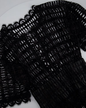 Chanel Black Iridescent Lace Dress With Concealed Zip Closure At Front Size FR 38 (UK 10)