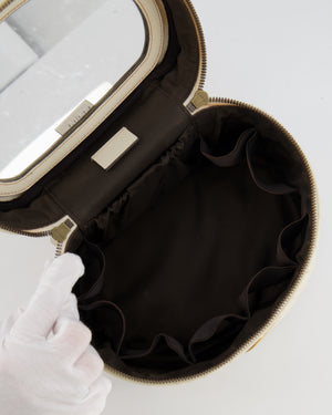 Gucci White Cosmetic GG Marmont Vanity Case with Antique Gold Hardware
