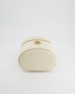 Gucci White Cosmetic GG Marmont Vanity Case with Antique Gold Hardware