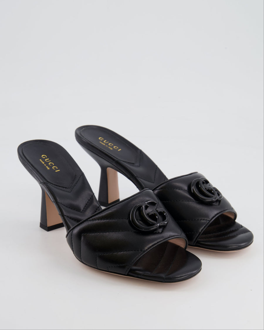 Gucci So black GG Marmont Leather Heeled Mules Size EU 38