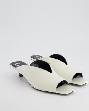 Gucci White Leather Heeled Mules with Back Logo Detail Size EU 38