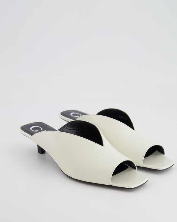 Gucci White Leather Heeled Mules with Back Logo Detail Size EU 38