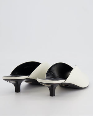 Gucci White Leather Heeled Mules with Back Logo Detail Size EU 38