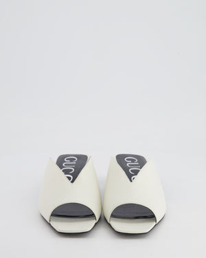 Gucci White Leather Heeled Mules with Back Logo Detail Size EU 38
