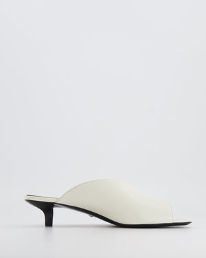 Gucci White Leather Heeled Mules with Back Logo Detail Size EU 38