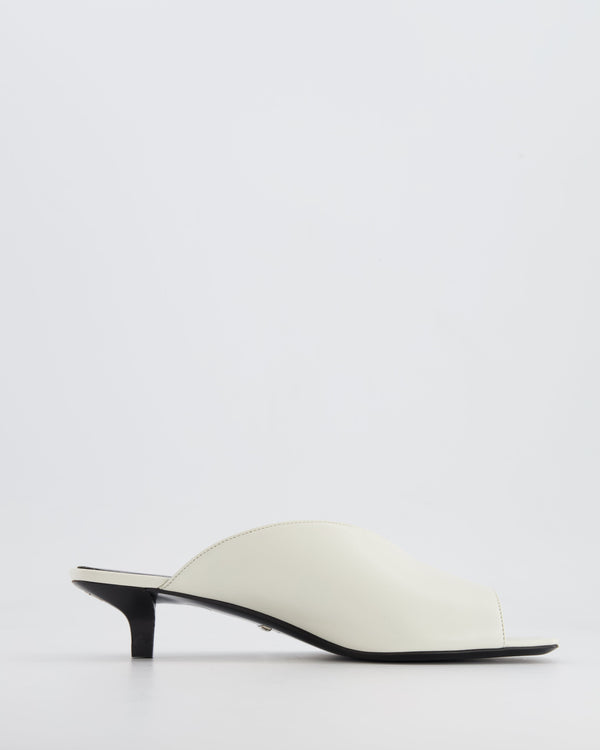 Gucci White Leather Heeled Mules with Back Logo Detail Size EU 38