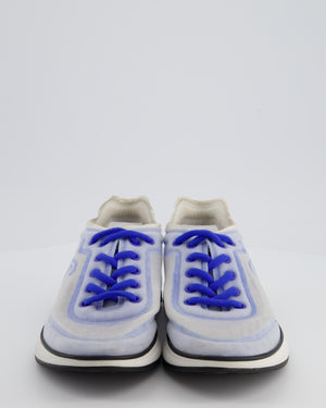 Chanel Blue and White Mesh CC Trainers Size EU 39.5