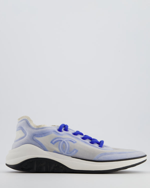 Chanel Blue and White Mesh CC Trainers Size EU 39.5