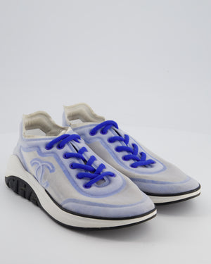 Chanel Blue and White Mesh CC Trainers Size EU 39.5