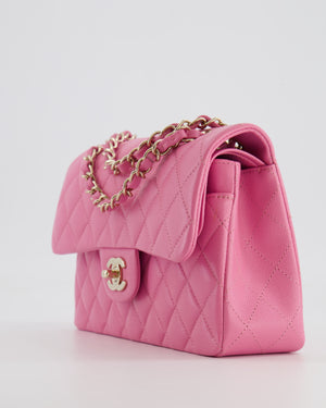 *HOT* Chanel Candy Pink Small Classic Double Flap Bag in Caviar Leather with Champagne Gold Hardware