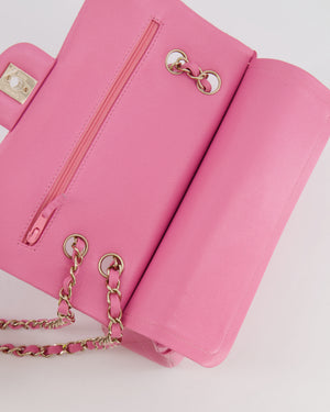 *HOT* Chanel Candy Pink Small Classic Double Flap Bag in Caviar Leather with Champagne Gold Hardware