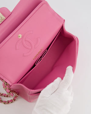 *HOT* Chanel Candy Pink Small Classic Double Flap Bag in Caviar Leather with Champagne Gold Hardware