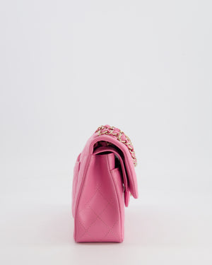 *HOT* Chanel Candy Pink Small Classic Double Flap Bag in Caviar Leather with Champagne Gold Hardware