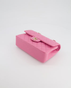 *HOT* Chanel Candy Pink Small Classic Double Flap Bag in Caviar Leather with Champagne Gold Hardware