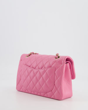 *HOT* Chanel Candy Pink Small Classic Double Flap Bag in Caviar Leather with Champagne Gold Hardware