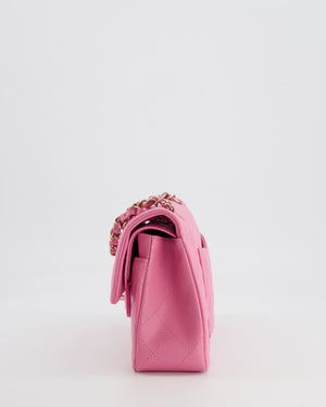 *HOT* Chanel Candy Pink Small Classic Double Flap Bag in Caviar Leather with Champagne Gold Hardware