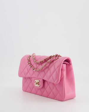 *HOT* Chanel Candy Pink Small Classic Double Flap Bag in Caviar Leather with Champagne Gold Hardware