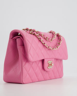 *HOT* Chanel Candy Pink Small Classic Double Flap Bag in Caviar Leather with Champagne Gold Hardware