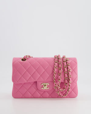 *HOT* Chanel Candy Pink Small Classic Double Flap Bag in Caviar Leather with Champagne Gold Hardware