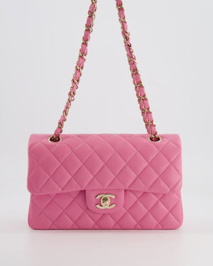 *HOT* Chanel Candy Pink Small Classic Double Flap Bag in Caviar Leather with Champagne Gold Hardware