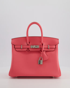 Hermès Birkin 25 Retourne Bag in Rose Azalee Swift Leather with Palladium Hardware