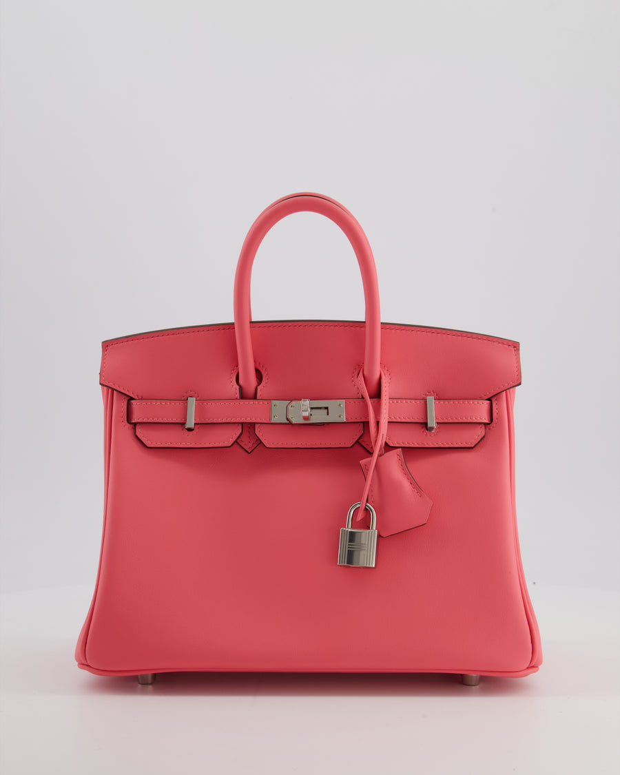 Hermès Birkin 25 Retourne Bag in Rose Azalee Swift Leather with Palladium Hardware
