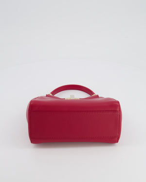 Fendi Strawberry Red Mini Peekaboo Leather Bag with Gold and Crystal Hardware RRP £4,000