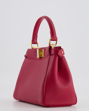 Fendi Strawberry Red Mini Peekaboo Leather Bag with Gold and Crystal Hardware RRP £4,000