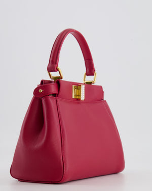 Fendi Strawberry Red Mini Peekaboo Leather Bag with Gold and Crystal Hardware RRP £4,000