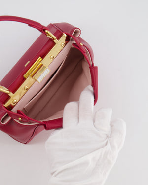 Fendi Strawberry Red Mini Peekaboo Leather Bag with Gold and Crystal Hardware RRP £4,000