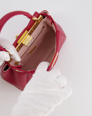 Fendi Strawberry Red Mini Peekaboo Leather Bag with Gold and Crystal Hardware RRP £4,000