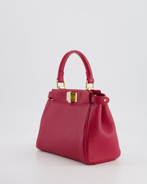 Fendi Strawberry Red Mini Peekaboo Leather Bag with Gold and Crystal Hardware RRP £4,000
