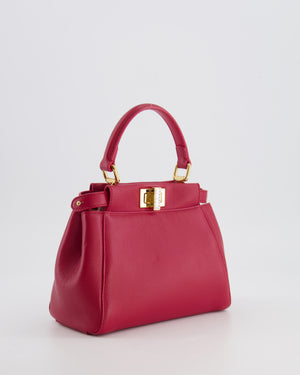 Fendi Strawberry Red Mini Peekaboo Leather Bag with Gold and Crystal Hardware RRP £4,000