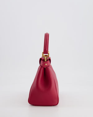 Fendi Strawberry Red Mini Peekaboo Leather Bag with Gold and Crystal Hardware RRP £4,000