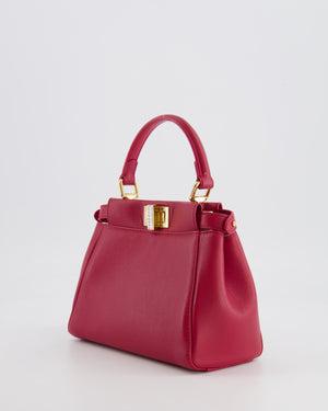 Fendi Strawberry Red Mini Peekaboo Leather Bag with Gold and Crystal Hardware RRP £4,000