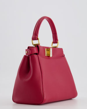 Fendi Strawberry Red Mini Peekaboo Leather Bag with Gold and Crystal Hardware RRP £4,000