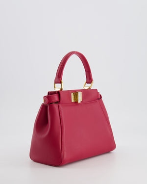 Fendi Strawberry Red Mini Peekaboo Leather Bag with Gold and Crystal Hardware RRP £4,000