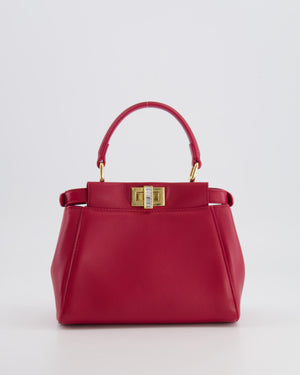 Fendi Strawberry Red Mini Peekaboo Leather Bag with Gold and Crystal Hardware RRP £4,000