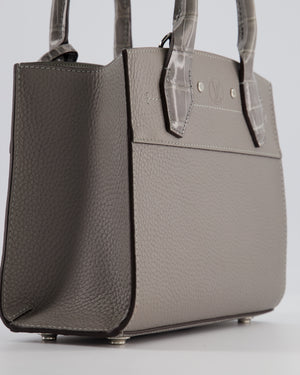 Louis Vuitton Grey Mini City Steamer in Grey Calfskin and Alligator Handles with Silver Hardware