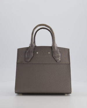 Louis Vuitton Grey Mini City Steamer in Grey Calfskin and Alligator Handles with Silver Hardware