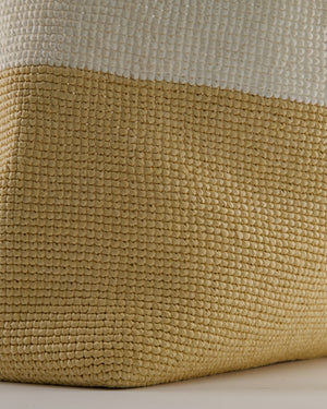 Prada Beige and White Crochet Raffia Tote Bag with Logo Detail