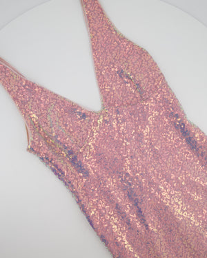 Rotate Birger Christensen Pink Metallic Sequin Tulle Midi Dress Size S (UK 8)