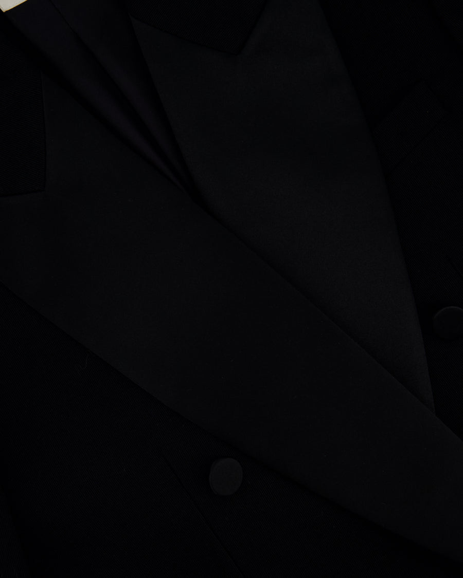 Saint Laurent Black Blazer with Satin Lapel and Cuff Buttons FR 40 (UK 12)