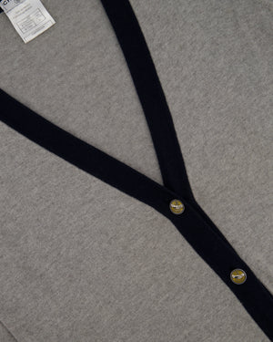 Chanel Grey Long Sleeve Longline Cashmere Dress Cardigan with CC Detail Buttons Size FR 36 (UK 8-10)