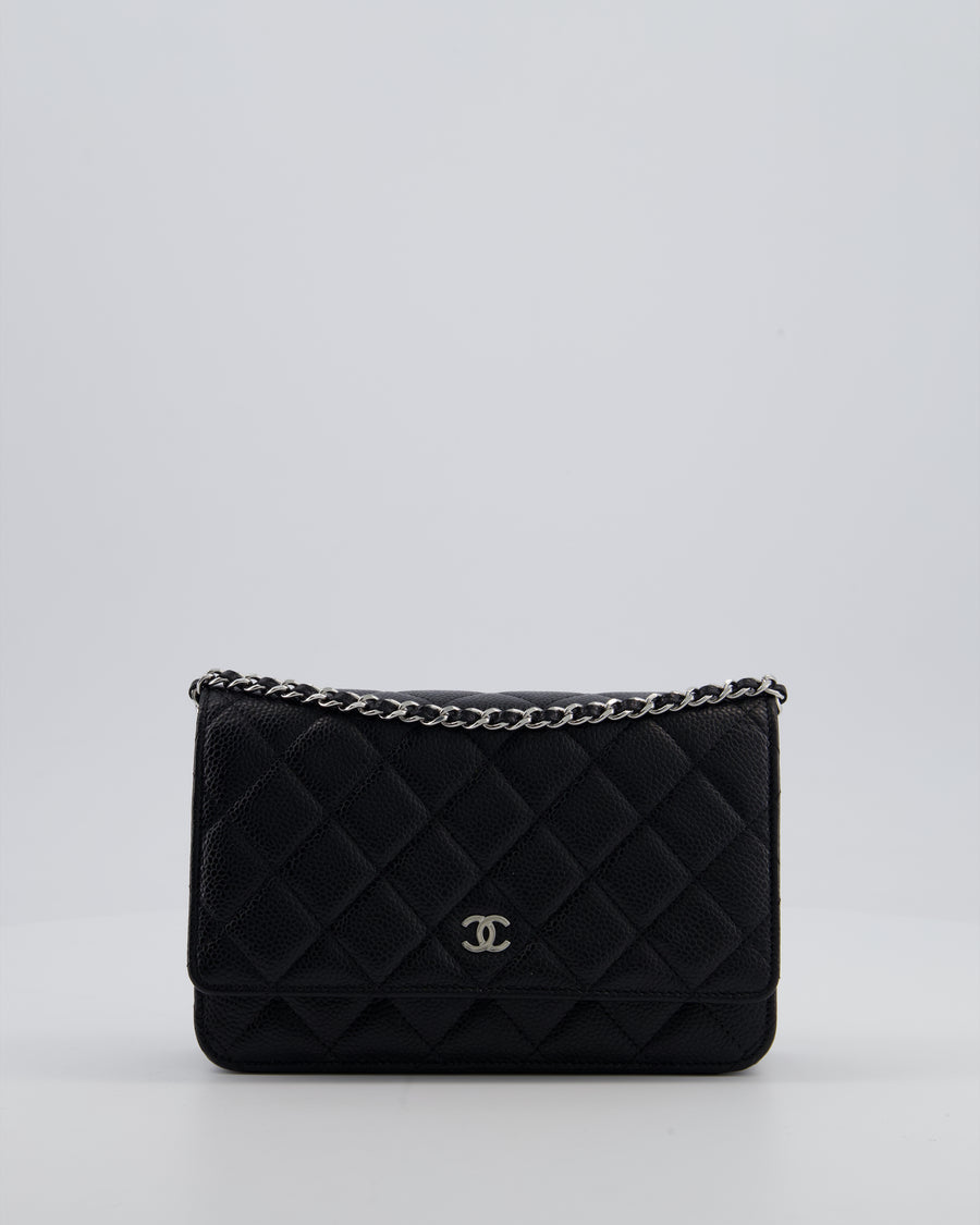 Chanel Black Wallet on Chain Bag in Caviar Leather with Silver Hardware