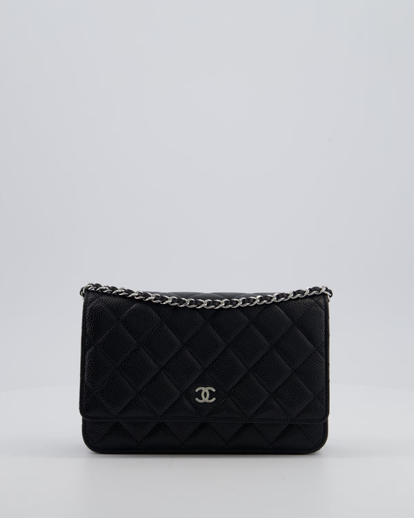 Chanel Black Wallet on Chain Bag in Caviar Leather with Silver Hardware