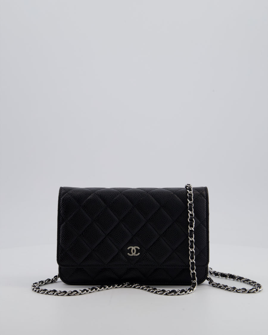 Chanel Black Wallet on Chain Bag in Caviar Leather with Silver Hardware